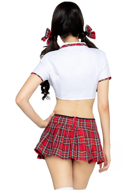 Leg Avenue Miss Prep School - Red/White - Medium/Small - 4 Piece Set