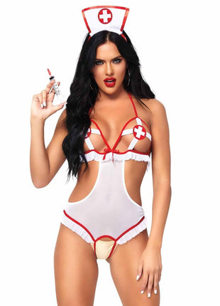 Leg Avenue Naughty Nurse - Red/White - One Size - 2 Piece/Set