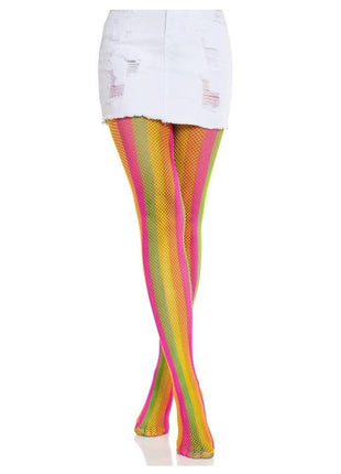Leg Avenue Neon Rainbow Striped Tights