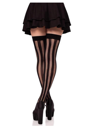 Leg Avenue Net and Opaque Striped Thigh Highs