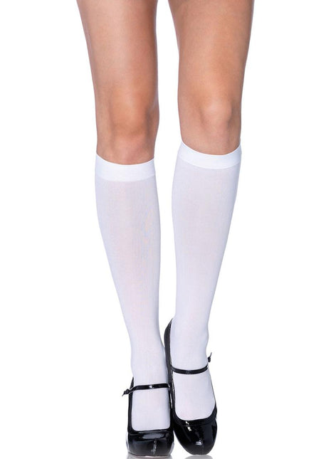 Leg Avenue Nylon Knee High - White - One Size