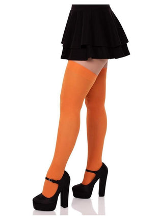 Leg Avenue Nylon Over The Knee - Orange - One Size