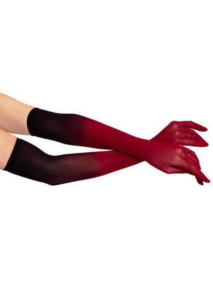 Leg Avenue Ombre Mesh Opera Length Gloves - Red - One Size