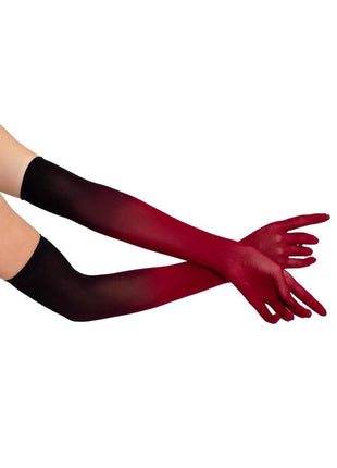 Leg Avenue Ombre Mesh Opera Length Gloves - Red - One Size