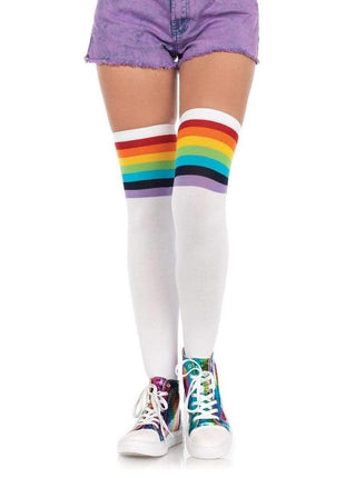 Leg Avenue Over The Rainbow Opaque Thigh High - Multicolor - One Size