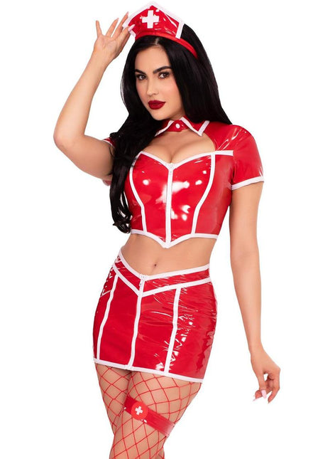 Leg Avenue Red Alert Nurse Costume - Red - Large - 4 Piece