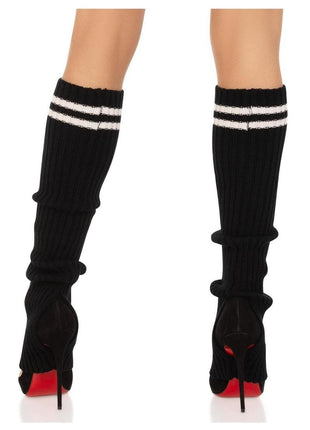Leg Avenue Ribbed Stirrup Leg Warmers with Athletic Stripe