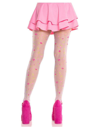Leg Avenue Rosette Jacquard Spandex Sheer Tights