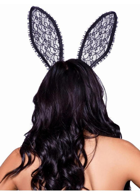 Leg Avenue Ruffle Bunny Ears - Black - One Size