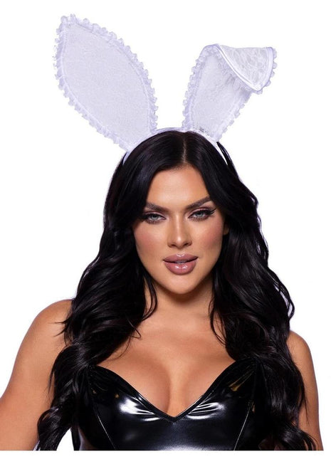 Leg Avenue Ruffle Bunny Ears - White - One Size