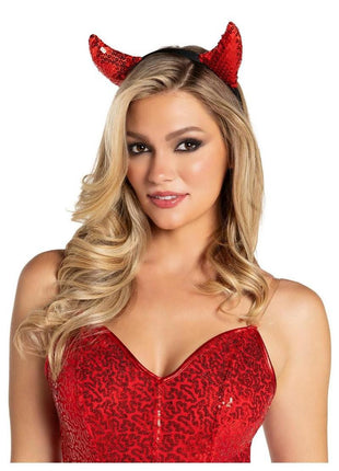 Leg Avenue Sequin Devil Horns - Red - One Size