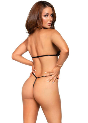 Leg Avenue Sheer Butterfly Applique Bra Top and G-String Panty - Black - Large - 2 Pieces