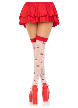 Leg Avenue Spandex Sheer Polka Dot Mushroom Thigh Highs