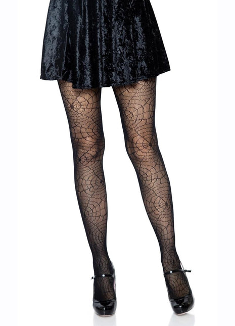 Leg Avenue Spider Lace Pantyhose - Black - One Size