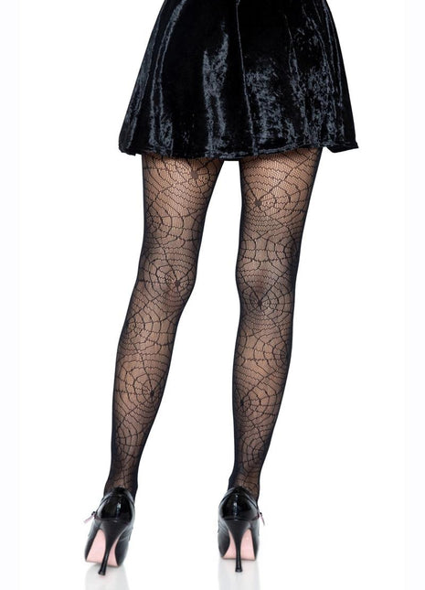 Leg Avenue Spider Lace Pantyhose - Black - One Size