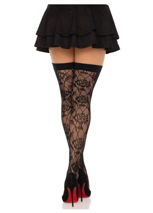 Leg Avenue Wild Rose Net Thigh Highs