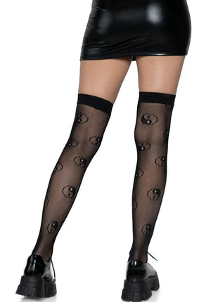 Leg Avenue Ying Yang Fishnet Thigh Highs - Black - One Size
