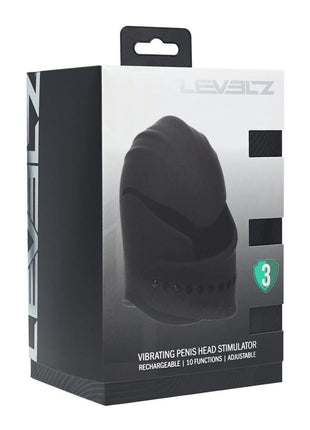 Levelz Adjustable Vibrating Silicone Rechargeable Penis Head Stimulator - Black