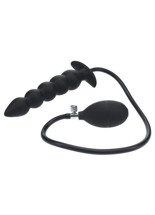 Levelz Beaded Inflatable Silicone Anal Plug - Black