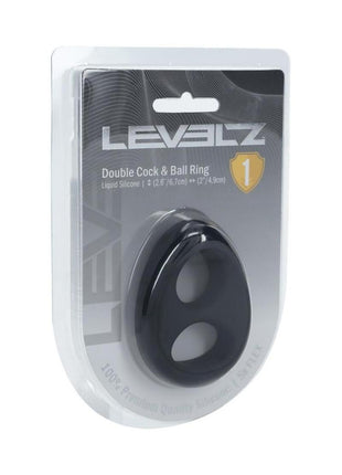 Levelz Double Liquid Silicone Cock and Ball Ring - Black