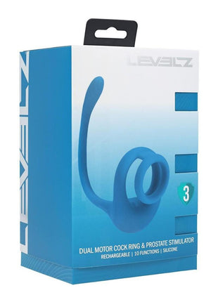 Levelz Dual Motor Rechargeable Silicone Cock Ring with Prostate Stimulator - Teal