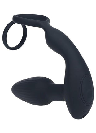 Levelz Dual Vibrating Rechargeable Silicone Prostate Stimulator with Rotating Beads Cock and Balls Rings with Remote Control