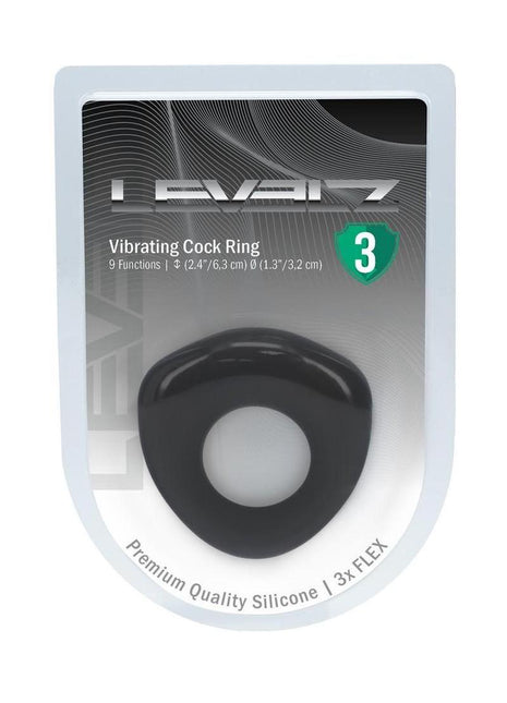 Levelz Sealed Liquid Silicone Rechargeable Vibrating Cock Ring - Black