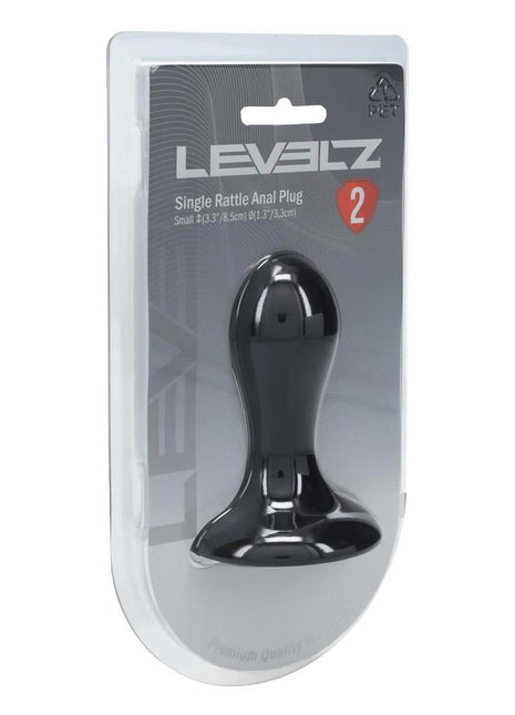Levelz Single Rattle Liquid Silicone Anal Plug - Black - Small