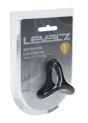 Levelz Soft Bead Grip Silicone Cock and Ball Ring - Black