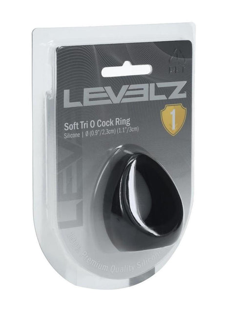 Levelz Soft Tri O Silicone Cock Ring - Black