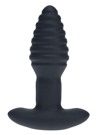 Levelz Vibrating and Rotating Ribbed Silicone Rechargeable Anal Plug with Remote Control - Black