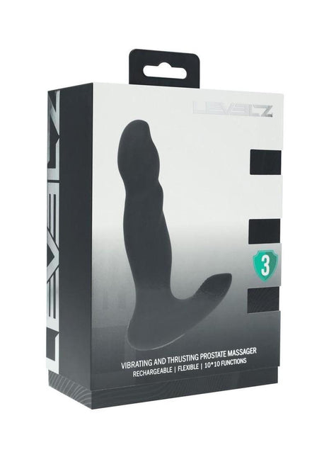 Levelz Vibrating and Thrusting Silicone Rechargeable Prostate Massager - Black