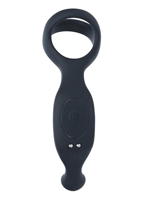 Levelz Vibrating Silicone Rechargeable Prostate Stimulator with Tri O Cock Ring - Black