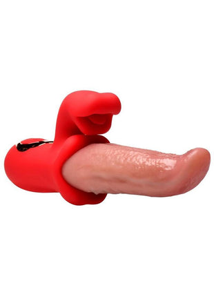 Lickgasm Deep Licker Rechargeable Silicone Vibrator with Clitoral Stimulator - Pink/Red