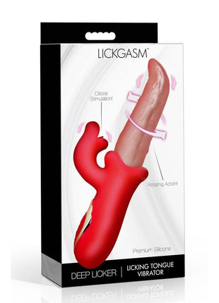 Lickgasm Deep Licker Rechargeable Silicone Vibrator with Clitoral Stimulator - Pink/Red