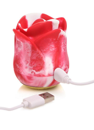 Lickgasm Sweet Kiss Kissing and Vibrating Rechargeable Silicone Clitoral Stimulator - Red/White Swirl