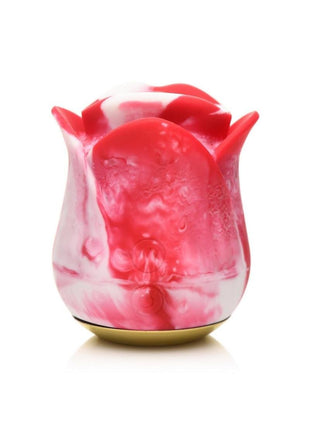 Lickgasm Sweet Kiss Kissing and Vibrating Rechargeable Silicone Clitoral Stimulator - Red/White Swirl - Red/White