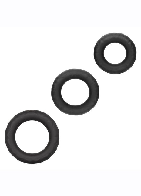 Link Up Ultra Soft Supreme Set Silicone Cock Rings - Black - Set Of 3