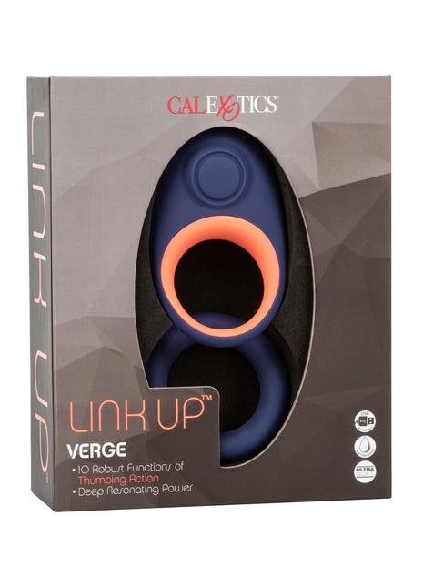 Link Up Verge Silicone Vibrating Cock Ring - Blue/Multicolor/Pink