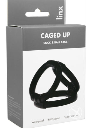 Linx Caged Up Cock Cage 3 Ring Cock Ring - Black