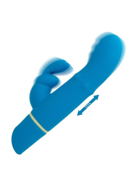 Love Bunny Beaded G Bunny Rechargeable Silicone Beaded Motion G-Spot Rabbit Vibrator - Blue/Yellow