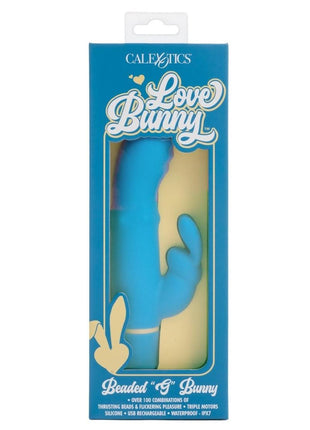Love Bunny Beaded G Bunny Rechargeable Silicone Beaded Motion G-Spot Rabbit Vibrator - Blue/Yellow