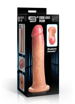 Lovebotz Cock Lock Realistic Dildo with Balls - Vanilla - 9in