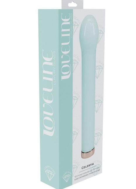Loveline Celestia 10 Function Rechargeable Glass Bulb Tip Vibrator - Green - 6.3in