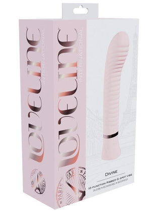 Loveline Divine 10 Function Rechargeable Silicone Ribbed G-Spot Vibrator - Pink