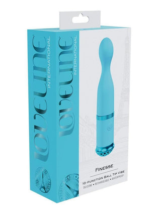 Loveline Finesse 10 Function Rechargeable Silicone Ball Tip Vibrator - Blue
