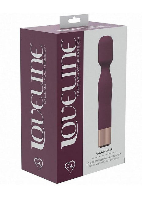 Loveline Glamour Silicone Rechargeable 10 Speed Mini Wand - Burgundy/Red