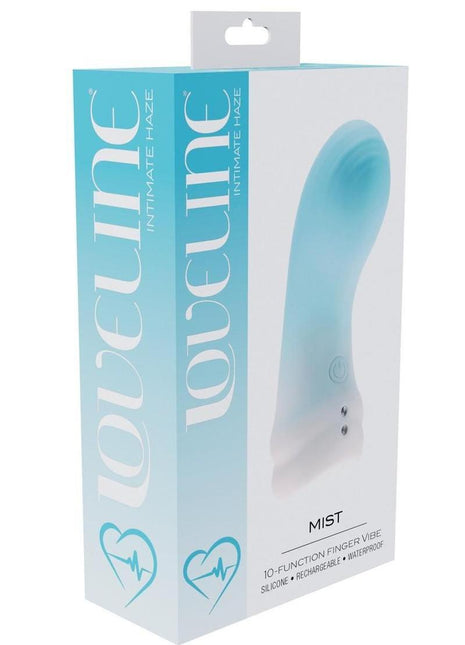 Loveline Mist 10 Function Rechargeable Silicone Finger Vibrator - Blue