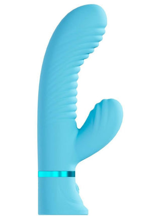 Loveline Mystique 10 Function Rechargeable Silicone Ribbed Rabbit - Blue