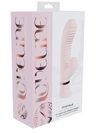 Loveline Mystique 10 Function Rechargeable Silicone Ribbed Rabbit - Pink
